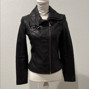 All Saints Black Leather Biker Jacket